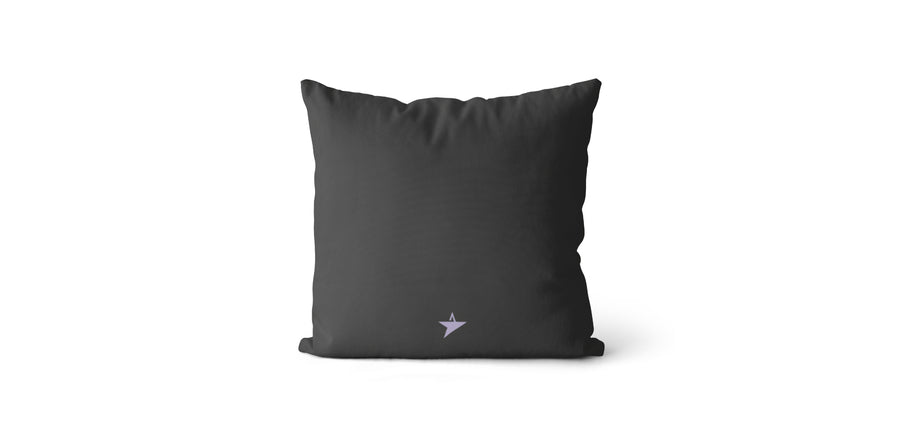 Coussin Seize every minute and make it count couleur charcoal et lilas