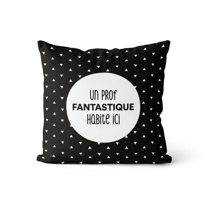 Coussin Un prof Fantastique (v.m) - Triangle blancs sur fond noir